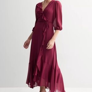 Chic Chiffon Dress Burgundy Sz 10